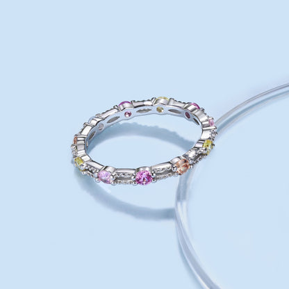 [Lora-Jewelry] Bague tennis ronde colorée et scintillante
