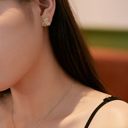 [Lora-Jewelry] Boucles d'oreilles ornées en forme de fleur taille poire
