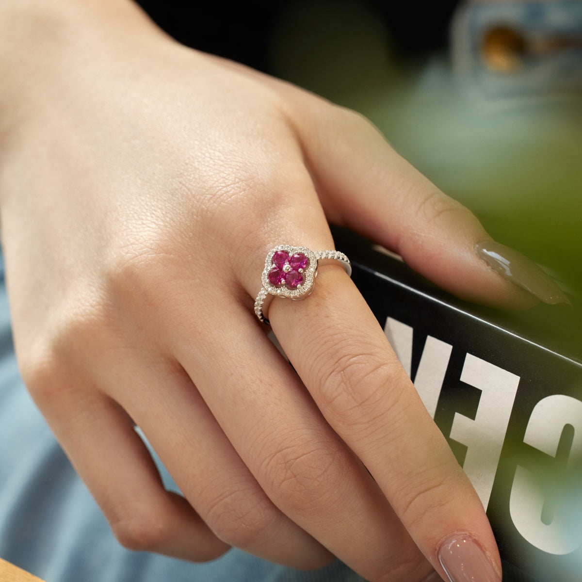 [Lora-Jewelry] Bague à motif de trèfle à quatre feuilles