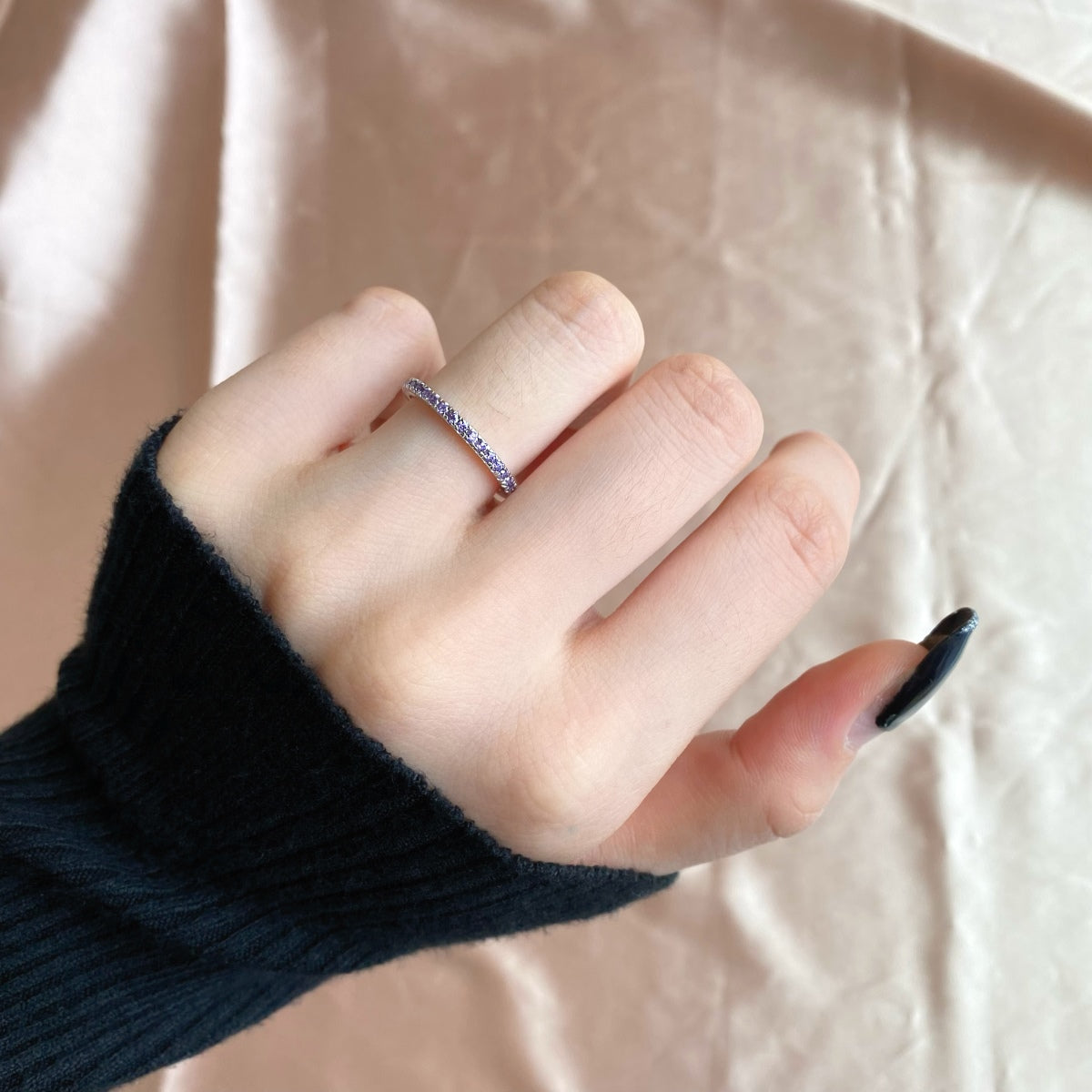 [Lora-Jewelry] Bague quotidienne délicate et scintillante à taille ronde