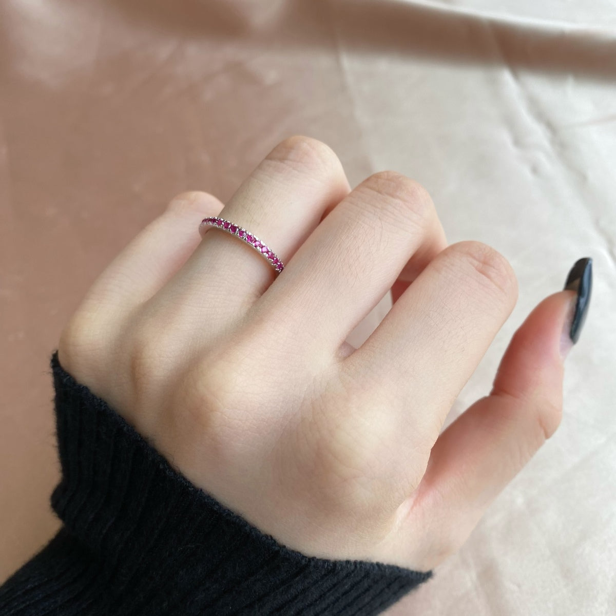 [Lora-Jewelry] Bague quotidienne délicate et scintillante à taille ronde