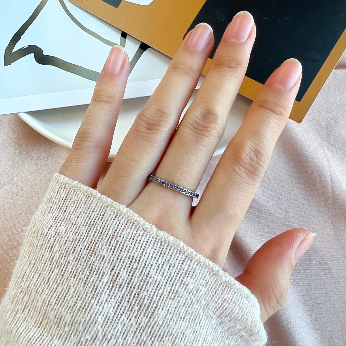[Lora-Jewelry] Bague quotidienne délicate et scintillante à taille ronde