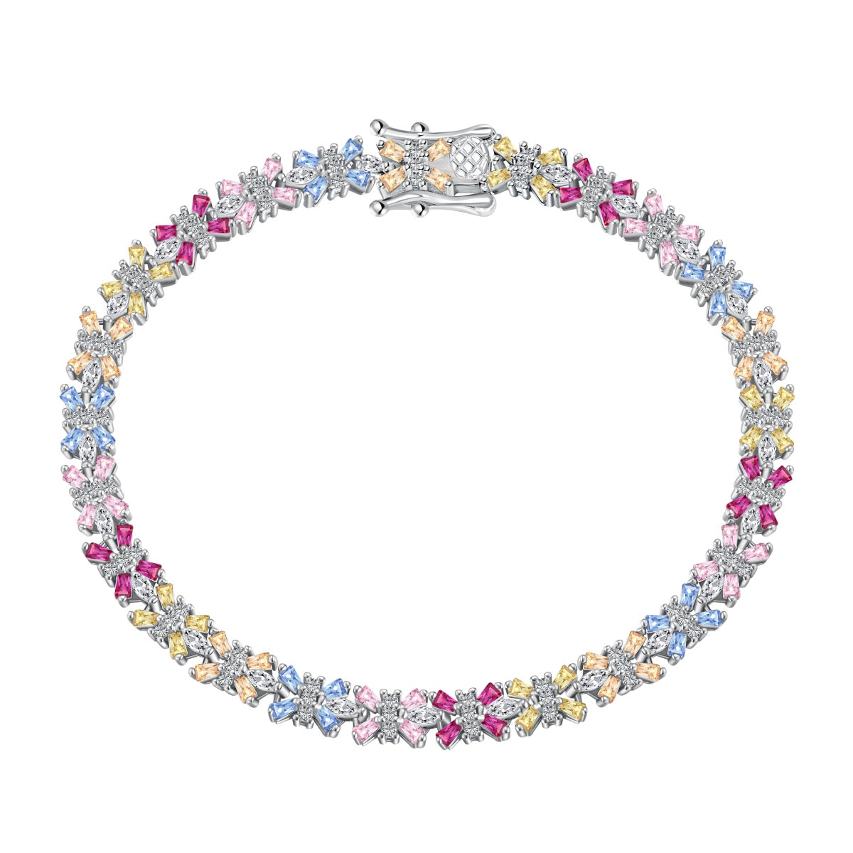 [Lora-Jewelry]輝くカラフルなエメラルドカットのパーティーブレスレット