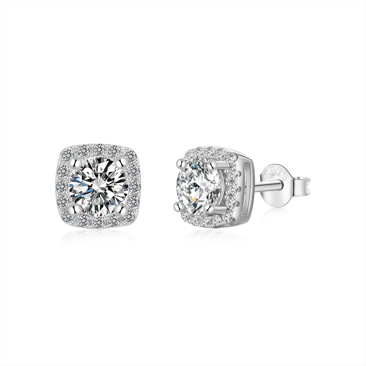 [Lora-Jewelry] Boucles d'oreilles à tige classiques avec pierre centrale ronde