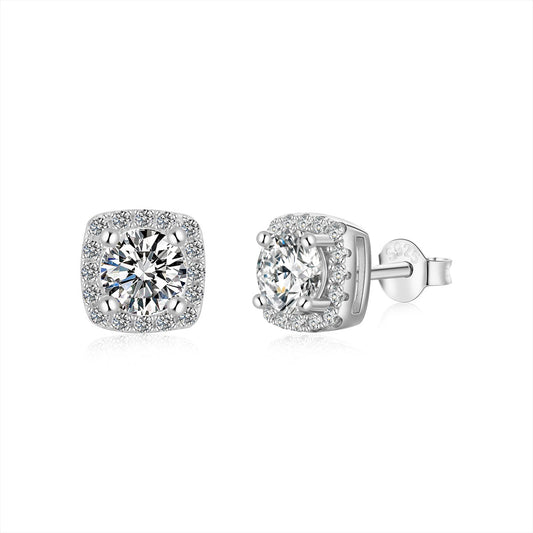 [Lora-Jewelry] Boucles d'oreilles à tige classiques avec pierre centrale ronde