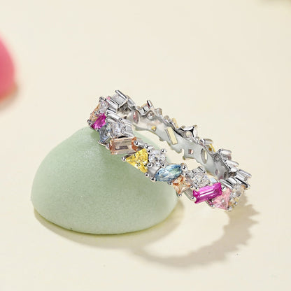 [Lora-Jewelry]まばゆいばかりの多色マルチカットデイリーリング