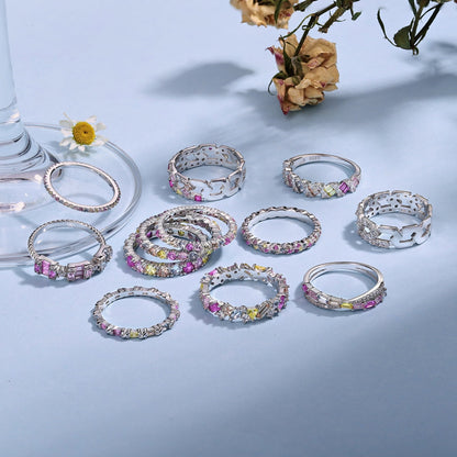 [Lora-Jewelry]まばゆいばかりの多色マルチカットデイリーリング