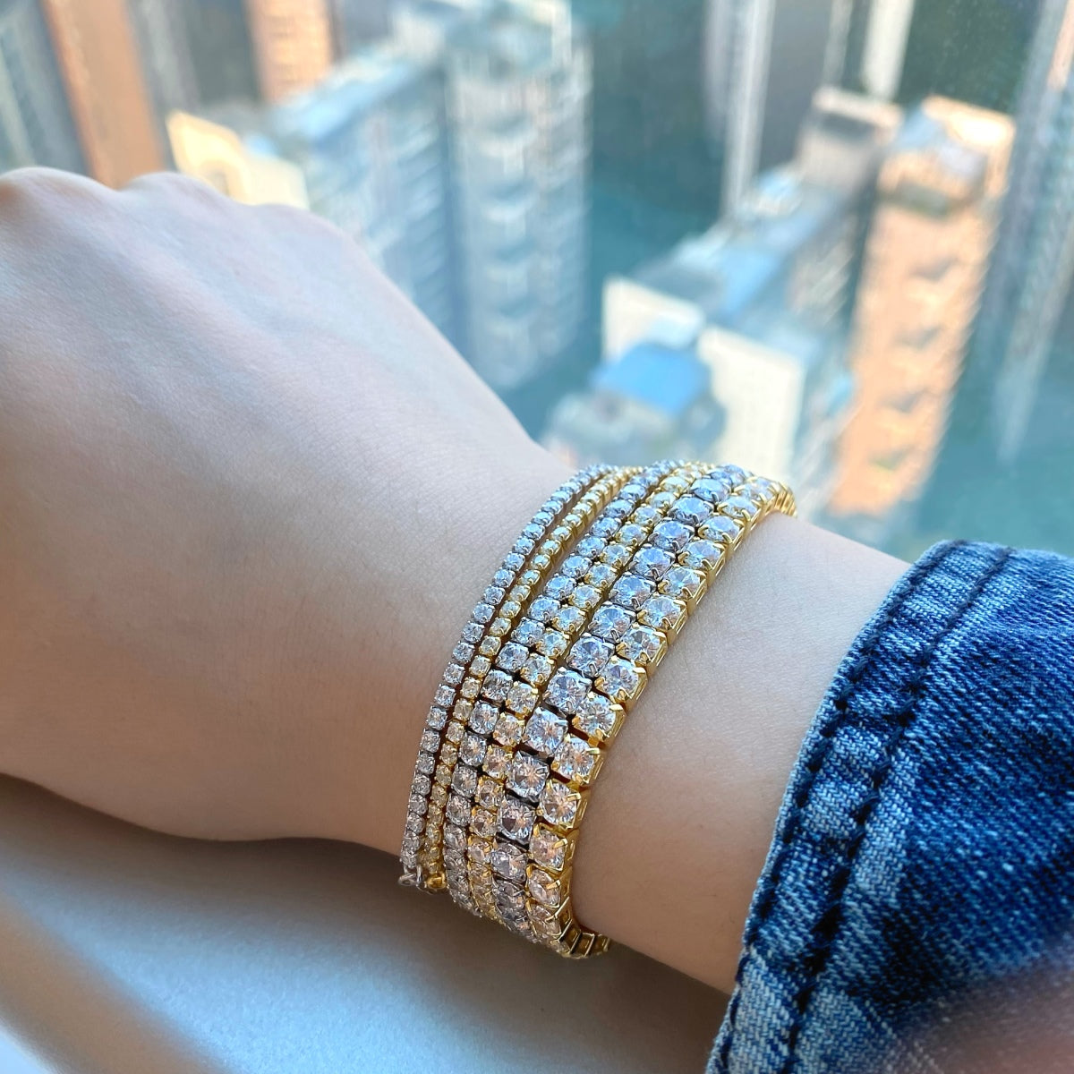 [Lora-Jewelry] Bracelet tennis taille princesse scintillant et radiant