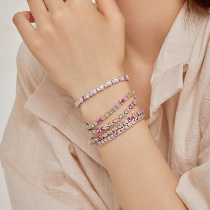 [Lora-Jewelry]繊細でカラフルなエメラルドカットのパーティーブレスレット