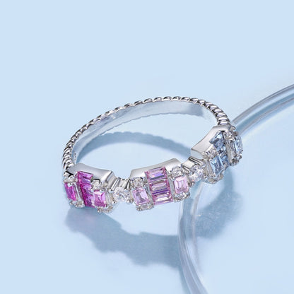 [Lora-Jewelry]ユニークなカラフルなエメラルドカットのパーティーリング