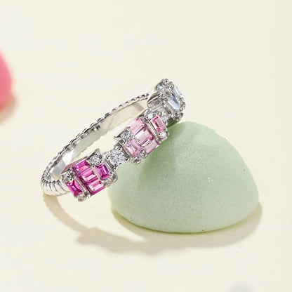 [Lora-Jewelry]ユニークなカラフルなエメラルドカットのパーティーリング