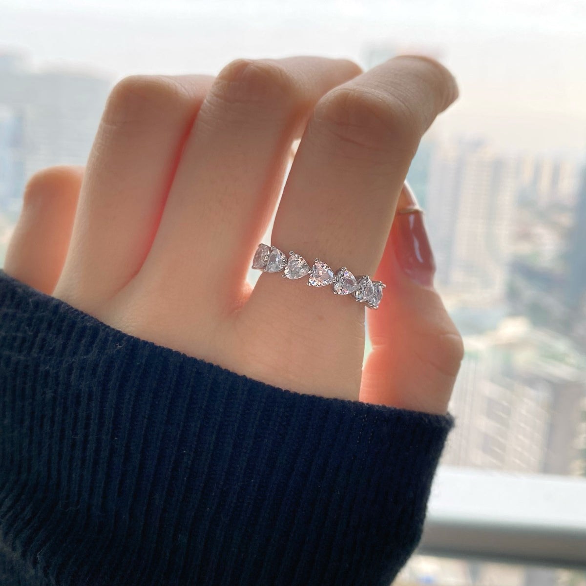 [Lora-Jewelry] Bague d'amoureux taille cœur 0,25 carat, style romantique radieux
