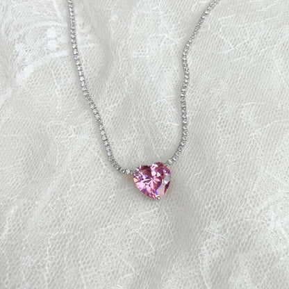[Lora-Jewelry] Collier tennis polyvalent et coloré en forme de cœur de 8,0 carats