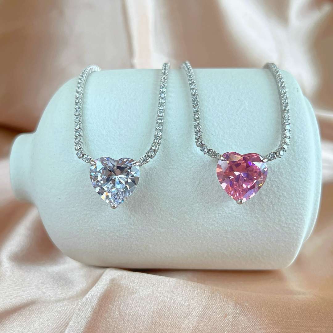 [Lora-Jewelry] Collier tennis polyvalent et coloré en forme de cœur de 8,0 carats
