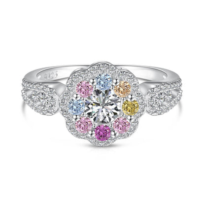 [Lora-Jewelry]繊細でカラフルなラウンドカットフラワーシェイプの結婚指輪