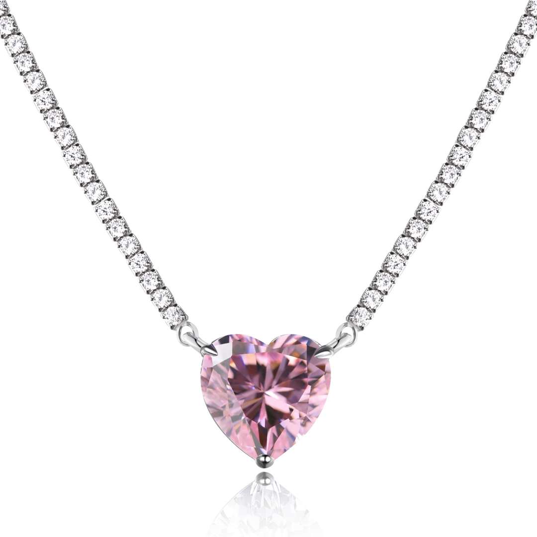 [Lora-Jewelry] Collier tennis polyvalent et coloré en forme de cœur de 8,0 carats