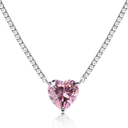 [Lora-Jewelry] Collier tennis polyvalent et coloré en forme de cœur de 8,0 carats