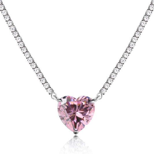 [Lora-Jewelry]8.0カラットの万能カラフルスイートハート型テニスネックレス