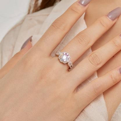 [Lora-Jewelry]繊細でカラフルなラウンドカットフラワーシェイプの結婚指輪