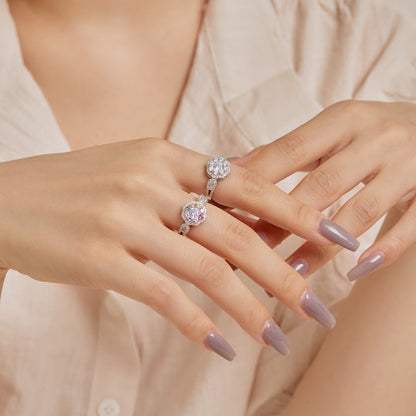 [Lora-Jewelry]繊細でカラフルなラウンドカットフラワーシェイプの結婚指輪