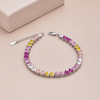 [Lora-Jewelry]Luxurious Colorful Romantic Heart Shape Lover Bracelet