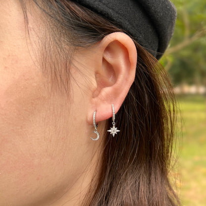 [Lora-Jewelry]Boucles d'oreilles asymétriques étoile et lune