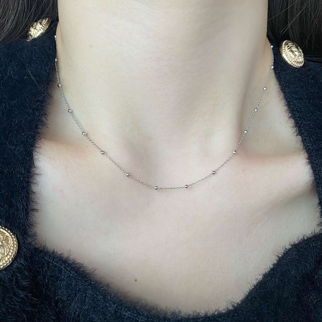 [Lora-Jewelry] Collier simple à petite chaîne de clavicule en perles
