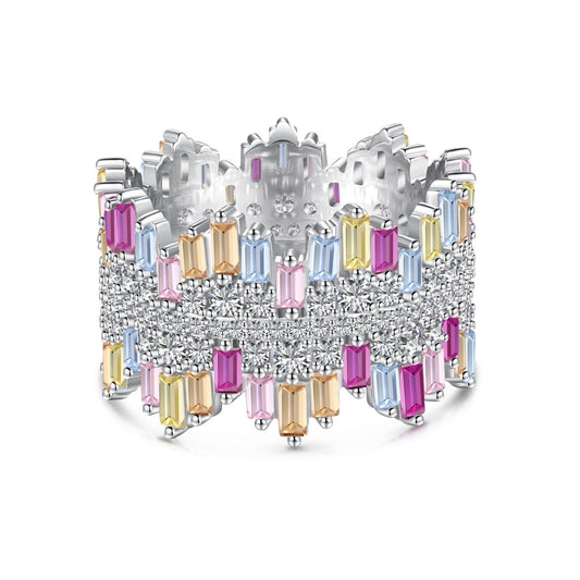 [Lora-Jewelry]ラグジュアリーなカラフルラディアントカットデイリーリング
