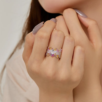 [Lora-Jewelry] Bague quotidienne luxueuse et colorée à taille radiante