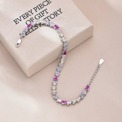 [Lora-Jewelry]繊細でカラフルなエメラルドカットのパーティーブレスレット