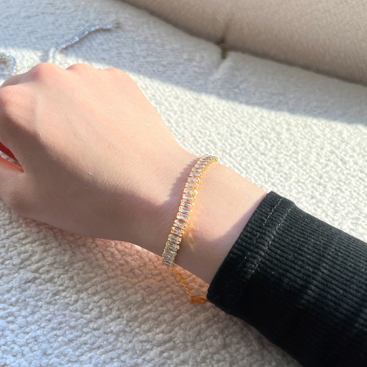 [Lora-Jewelry]美しいエメラルドカットのデイリーブレスレット