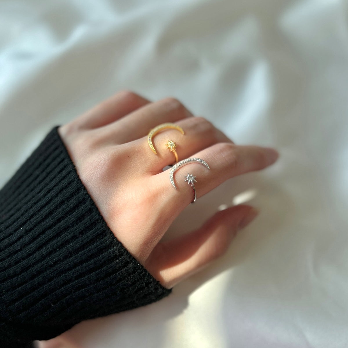 [Lora-Jewelry] Bague Éternité Lune et Étoile
