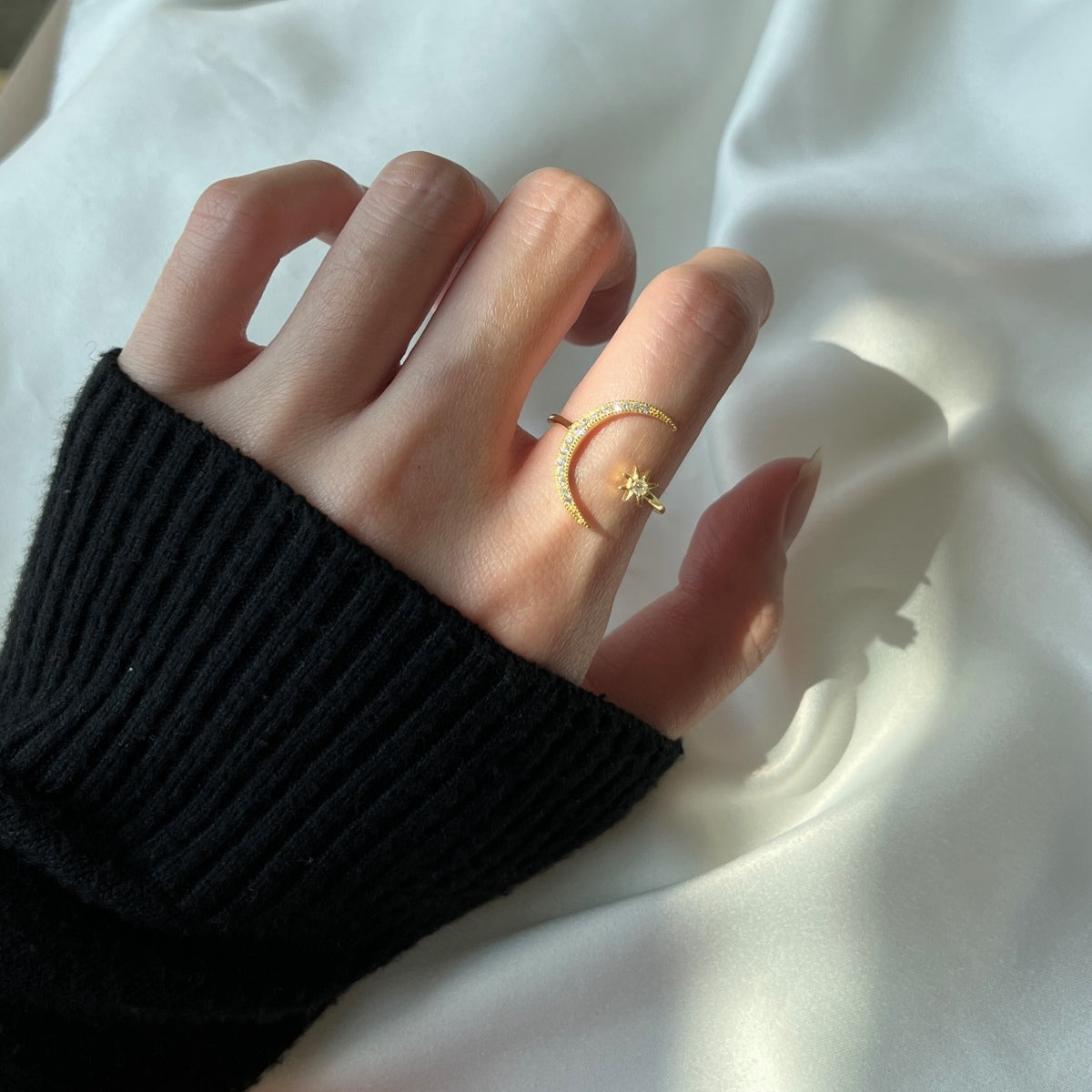 [Lora-Jewelry] Bague Éternité Lune et Étoile