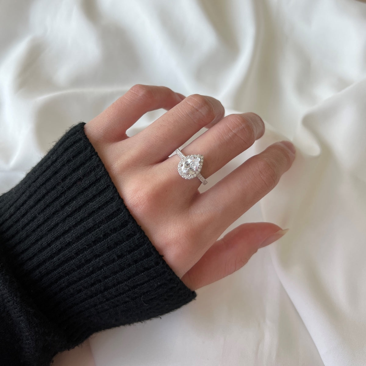 [Lora-Jewelry] Alliance de mariage luxueuse en forme de goutte d'eau de 1,0 carat