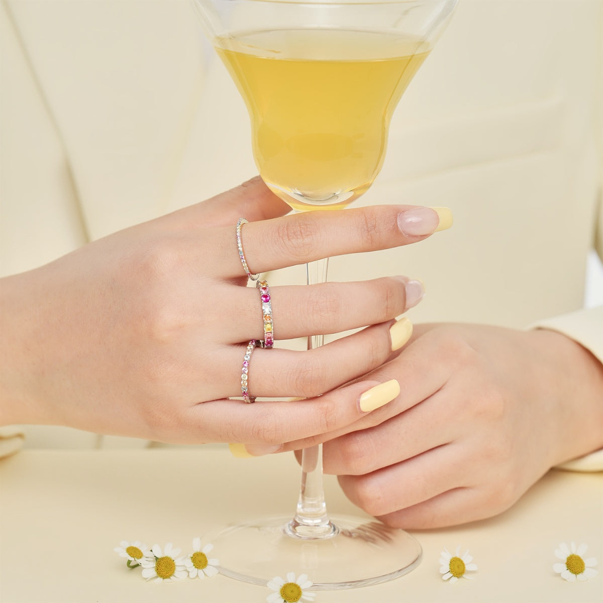 [Lora-Jewelry] Bague tennis ronde brillante et éblouissante