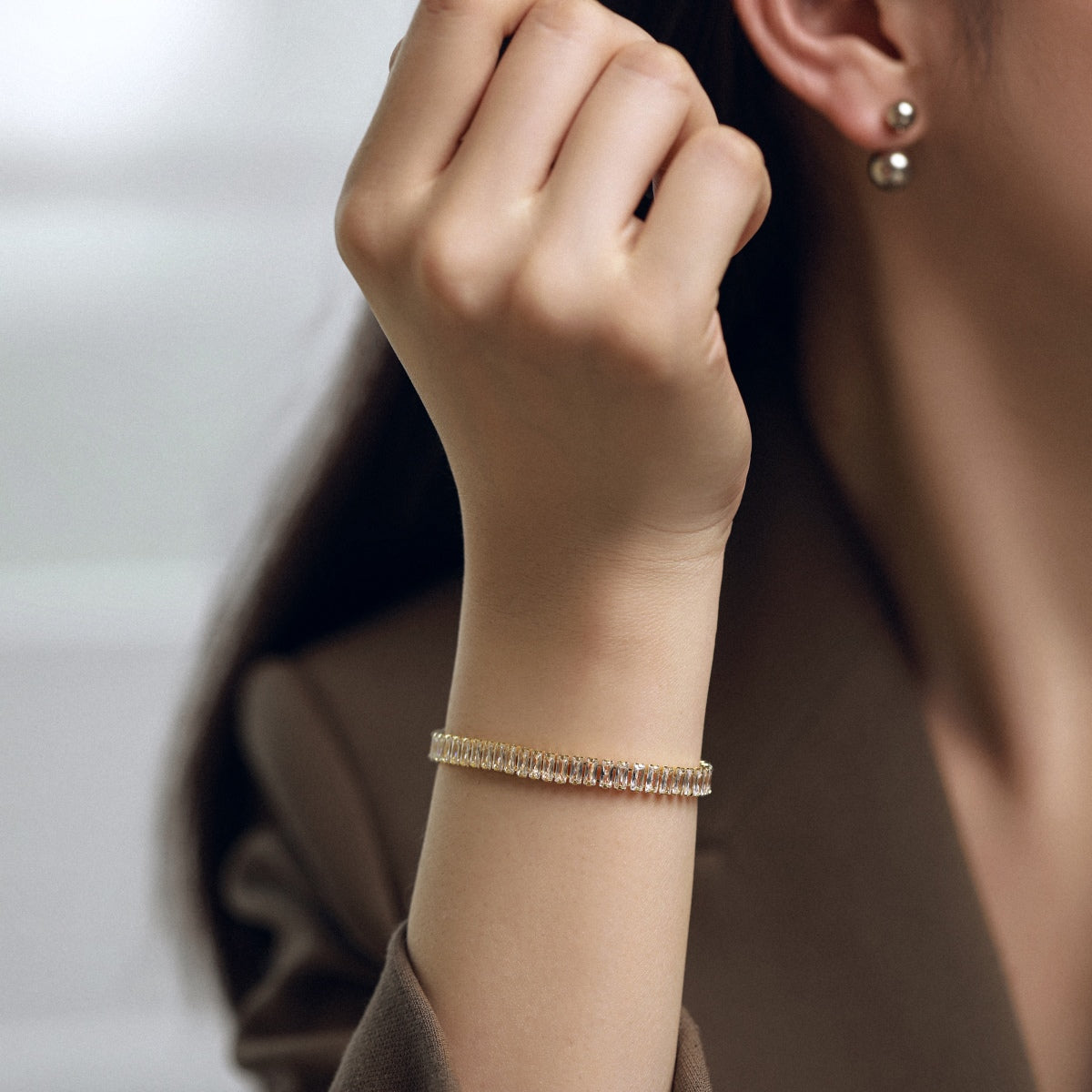 [Lora-Jewelry]美しいエメラルドカットのデイリーブレスレット
