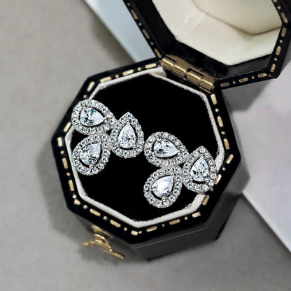 [Lora-Jewelry] Boucles d'oreilles ornées en forme de fleur taille poire