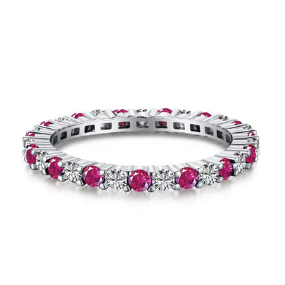 [Lora-Jewelry] Superbe bague tennis ronde colorée