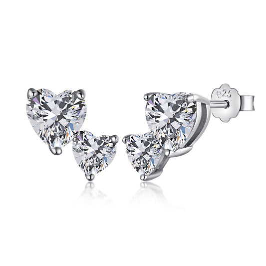 [Lora-Jewelry] Boucles d'oreilles classiques style princesse en forme de double cœur