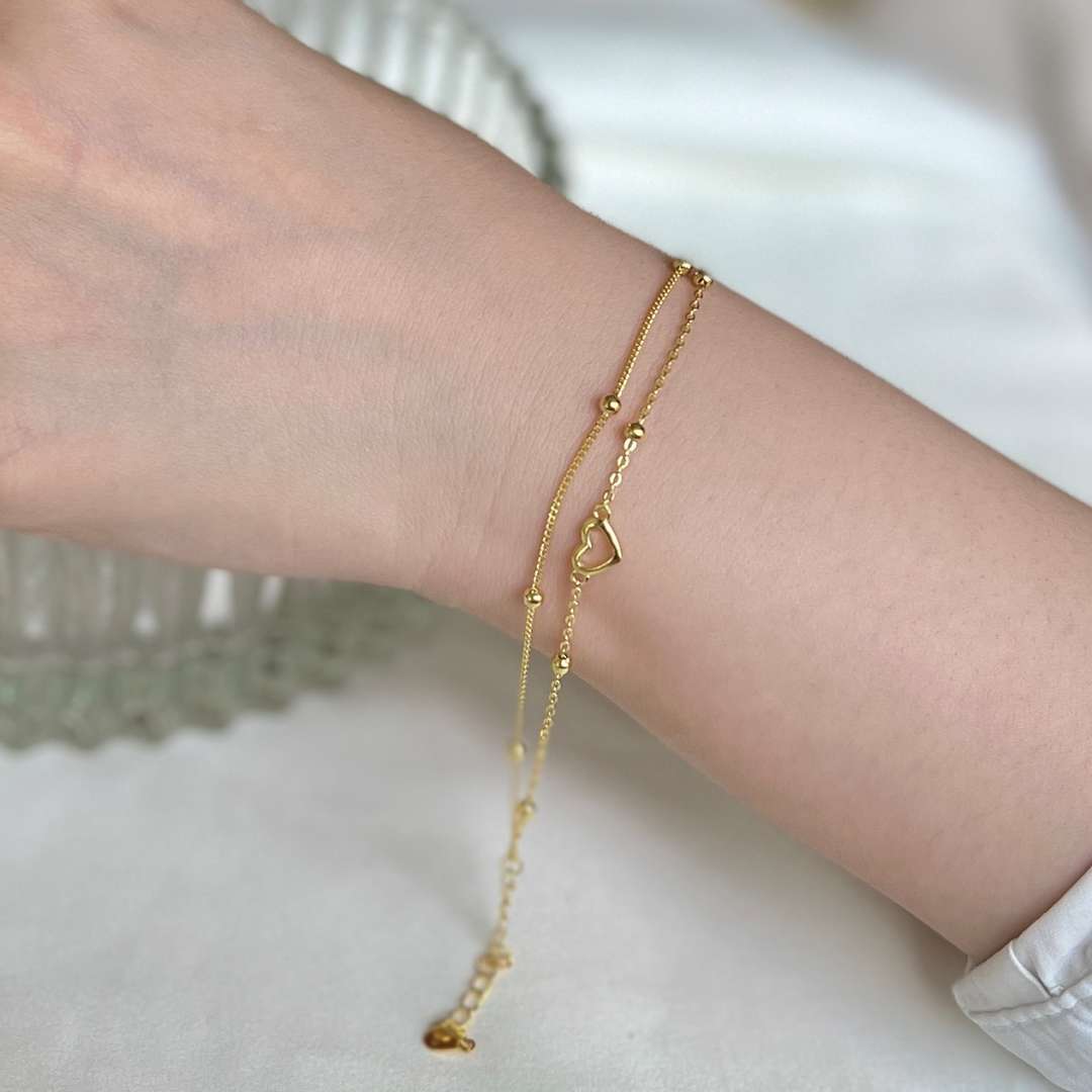 [Lora-Jewelry] Bracelet délicat double couche en forme de cœur