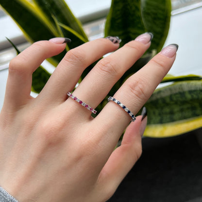 [Lora-Jewelry] Superbe bague tennis ronde colorée