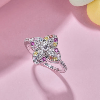 [Lora-Jewelry] Bague de banquet luxueuse en forme de fleur colorée