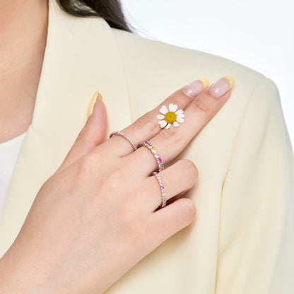 [Lora-Jewelry] Bague de tennis ronde colorée et ornée