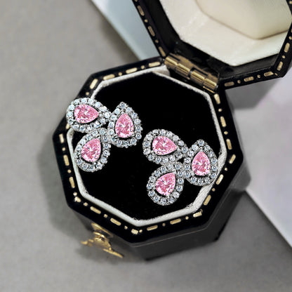 [Lora-Jewelry] Boucles d'oreilles ornées en forme de fleur taille poire
