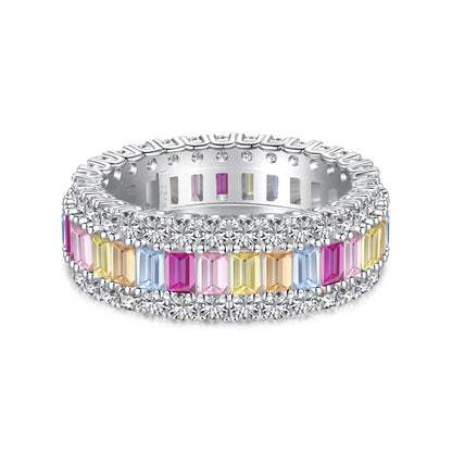 [Lora-Jewelry] Bague quotidienne délicate et colorée à taille radiante