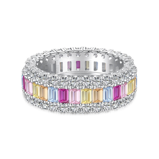 [Lora-Jewelry]繊細でカラフルなラディアントカットのデイリーリング