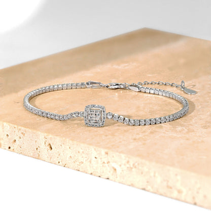 [Lora-Jewelry] Bracelet de banquet luxueux et éblouissant de forme carrée
