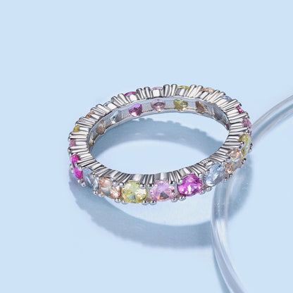 [Lora-Jewelry] Bague tennis ronde brillante et éblouissante