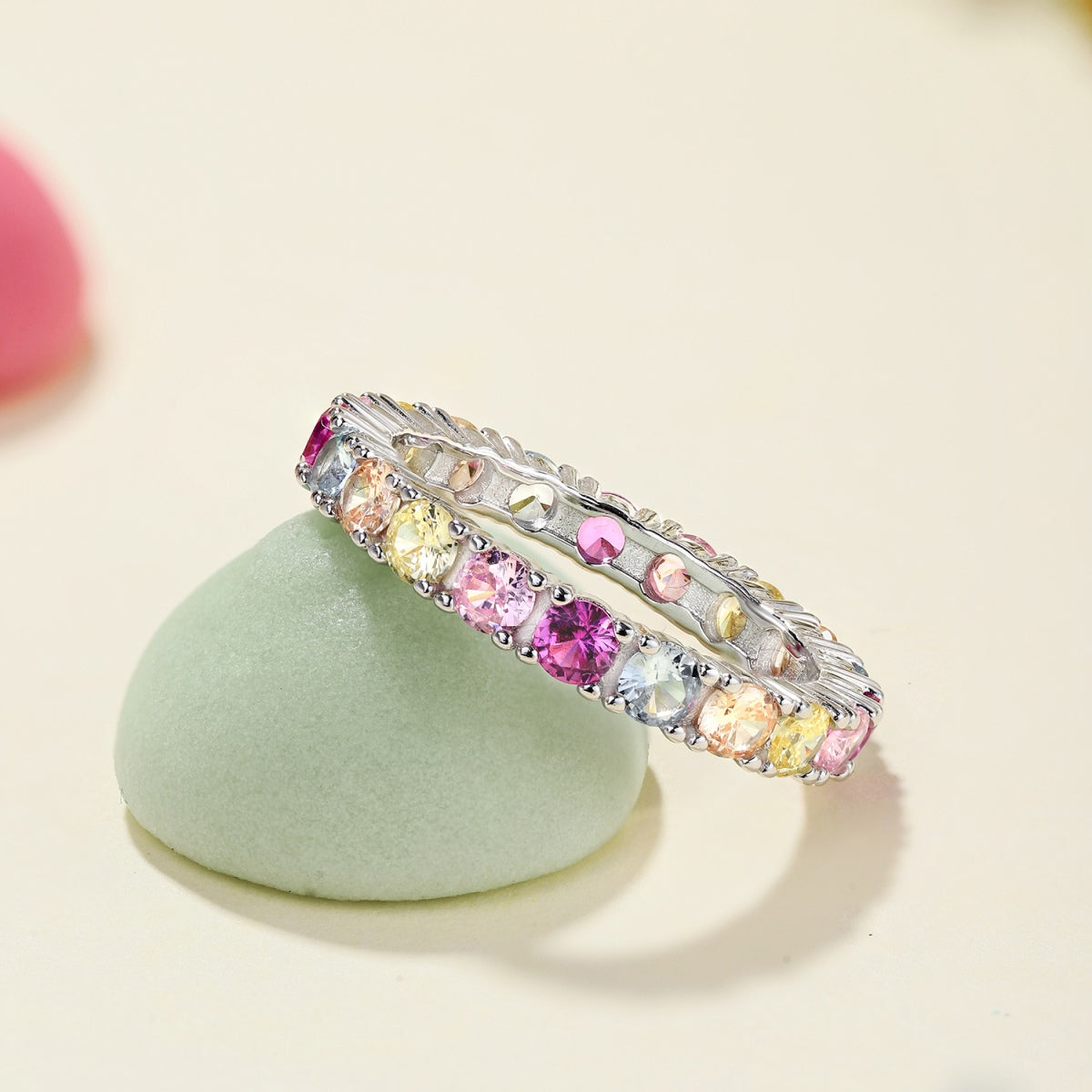 [Lora-Jewelry] Bague tennis ronde brillante et éblouissante