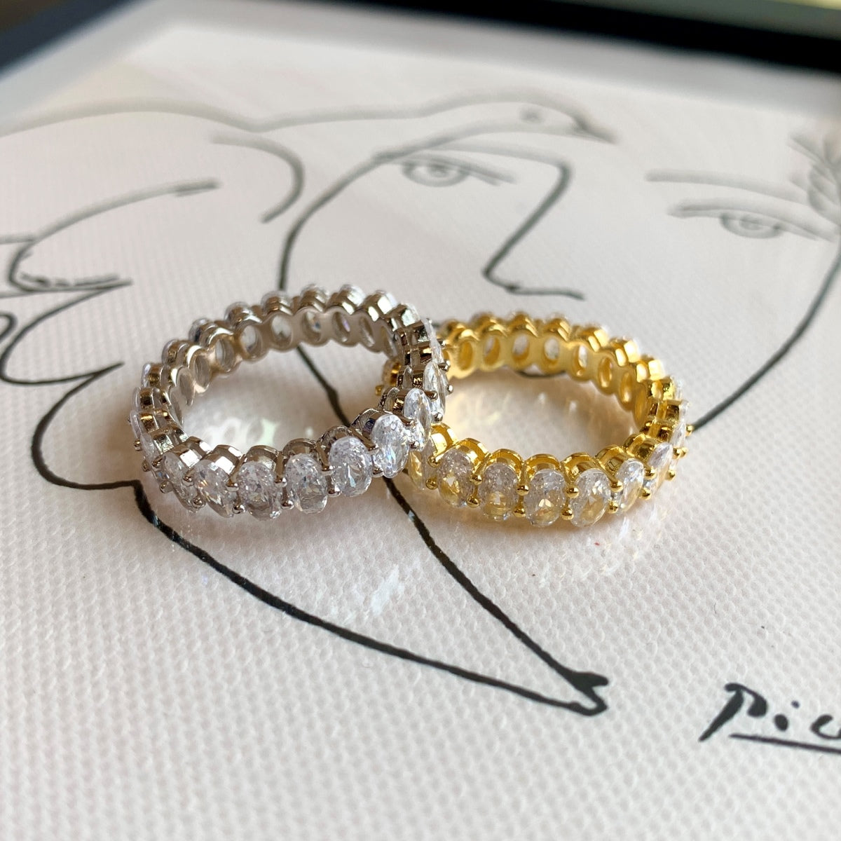 [Lora-Jewelry] Bague tennis ovale ornée